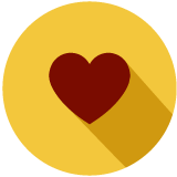 Red heart with a shadow on a yellow background