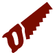 An illustration of a red saw.