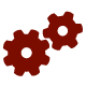 An illustration of two red gears. 