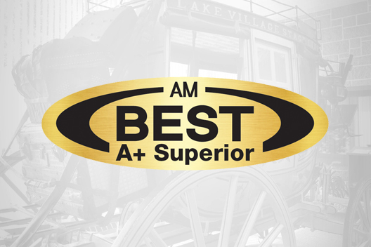 Am Best A+ Superior logo in front of a stage coach.