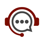 An illustration of a grey chat bubble with three horizontal dots in it and a headset wrapped around it.