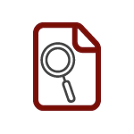 An illustration of a paper document with a magnifying glass in it. 
