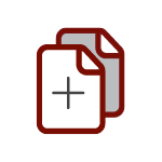An illustration of a paper document with a plus sign in the middle that is on top of another paper document. 