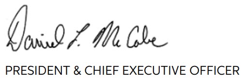 Signature of  David McCabe, President and Chief Executive Officer.